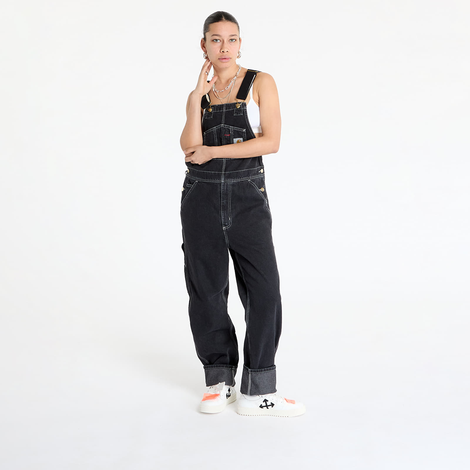 Džíny a kalhoty Carhartt WIP Bib Overall UNISEX Black Stone Washed