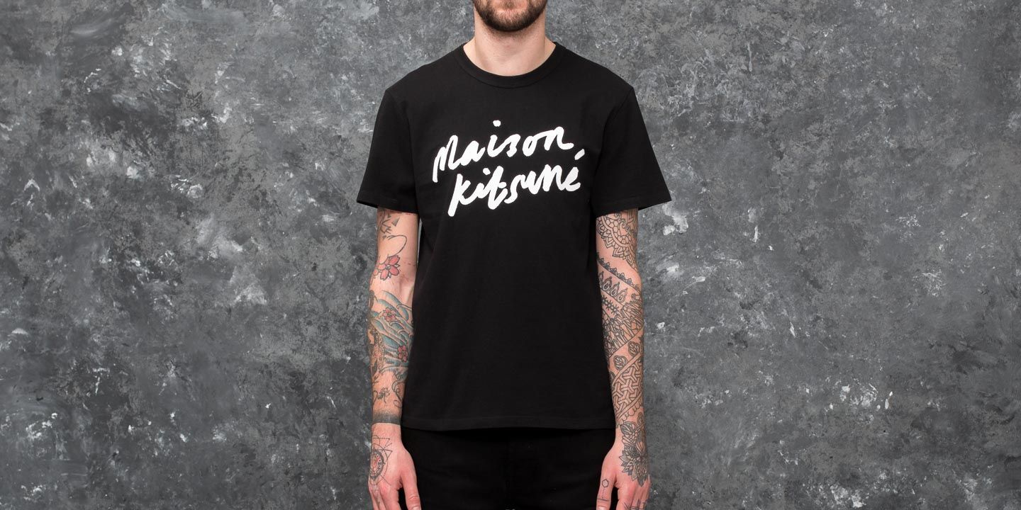 maison kitsune handwriting t shirt