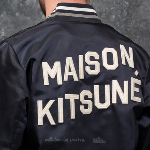 Bomber Jackets MAISON KITSUNE Teddy Satin Bomber Navy Footshop