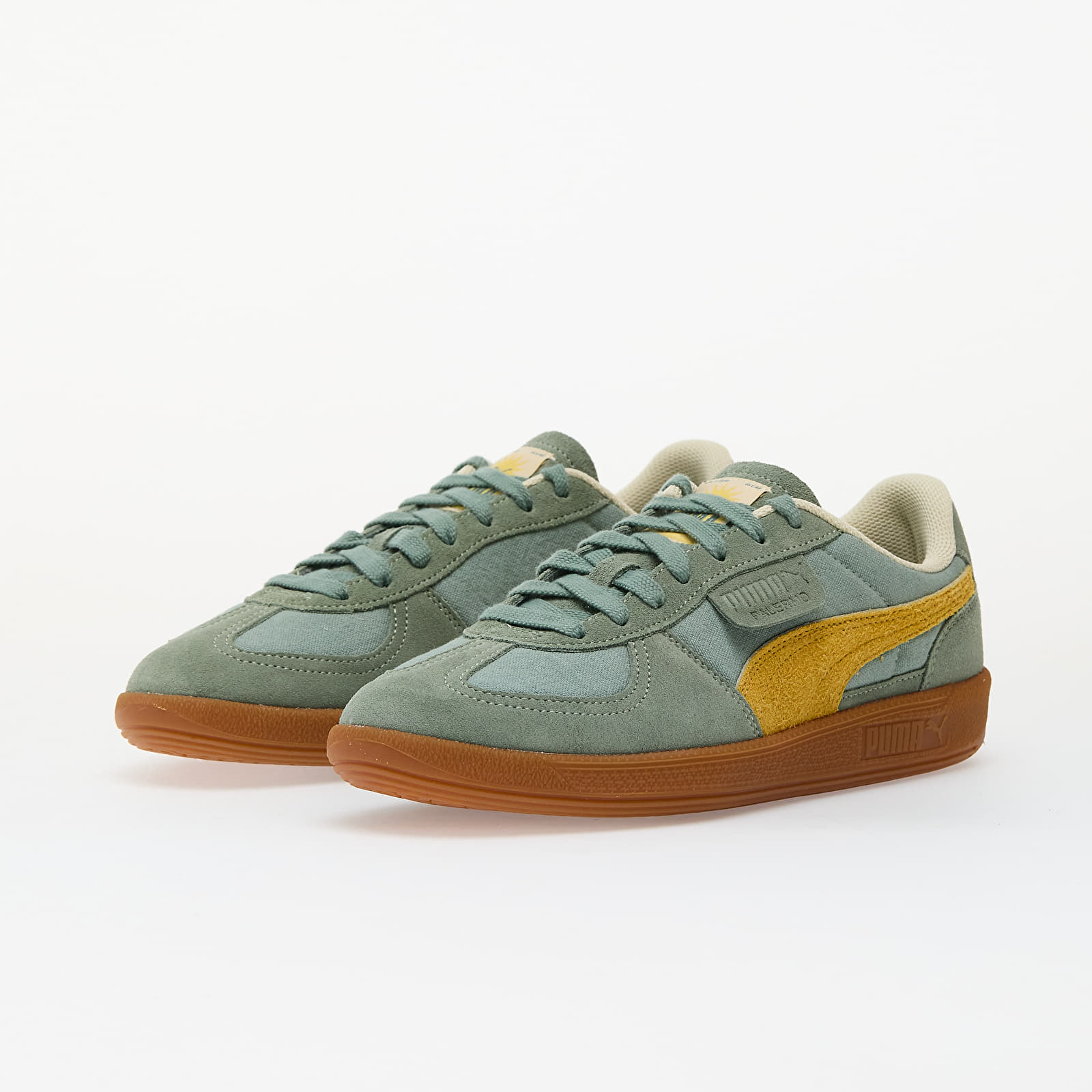 Férfi cipők Puma Palermo Weathered Green Moon-Sunny Yellow