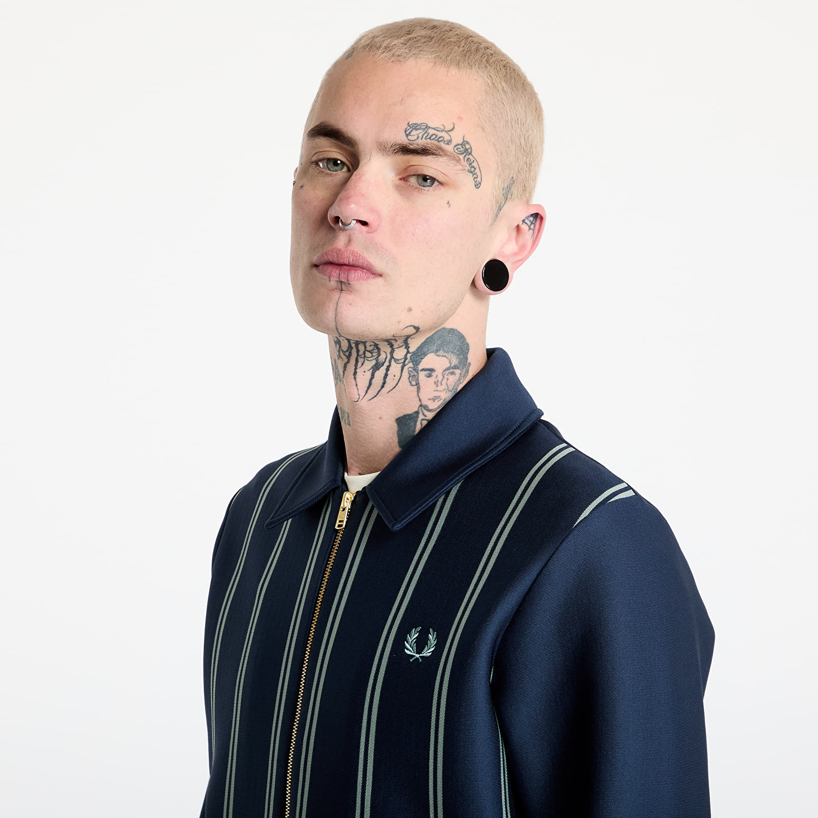 Sweatjacken und Sweatshirts FRED PERRY Striped Collared Track Jacket Tennis Blue