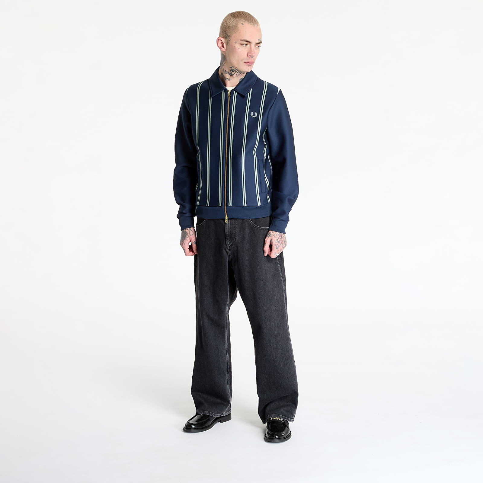 Sweatjacken und Sweatshirts FRED PERRY Striped Collared Track Jacket Tennis Blue