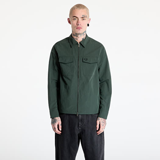 FRED PERRY Zip Through Overshirt Court Green