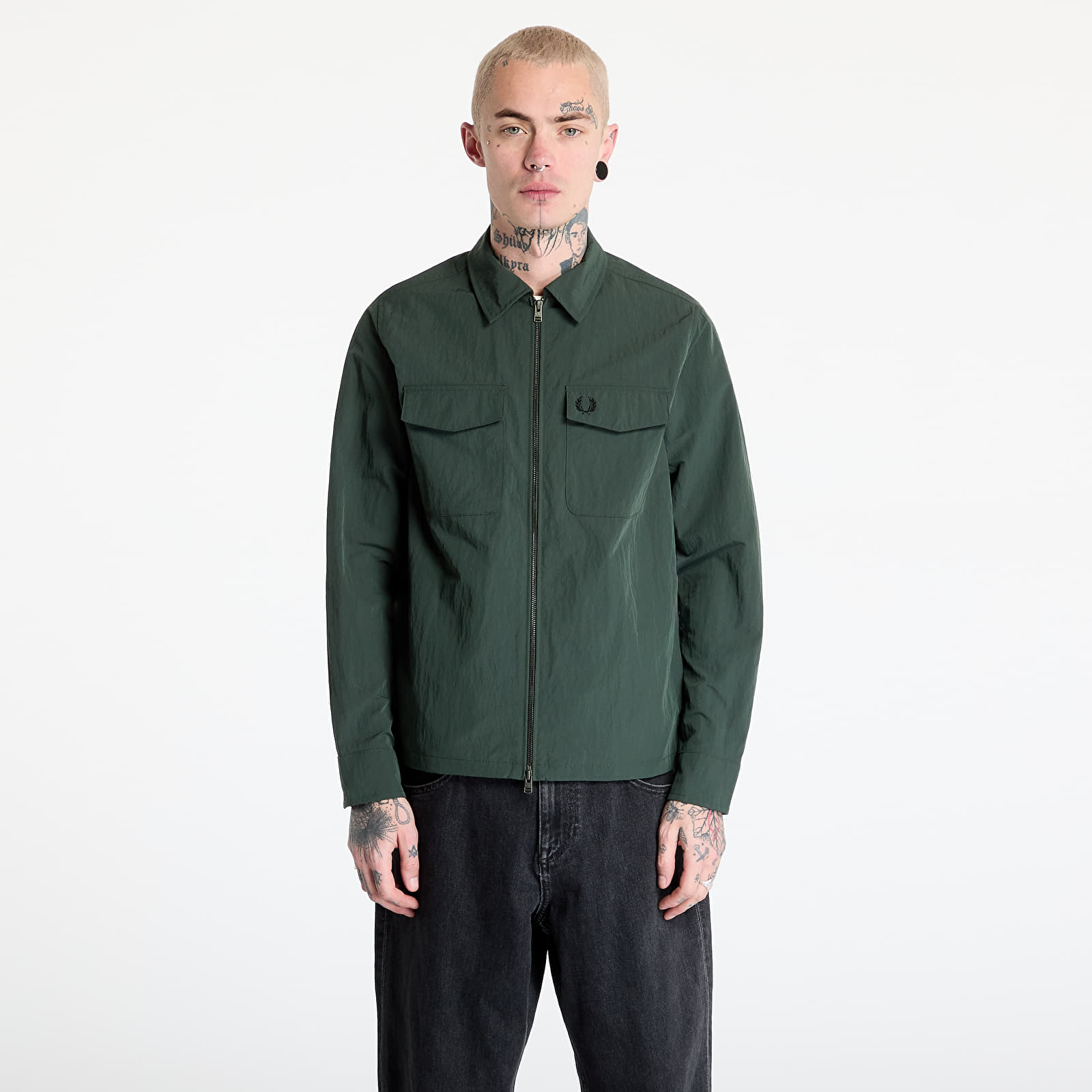 Jacken FRED PERRY Zip Through Overshirt Court Green