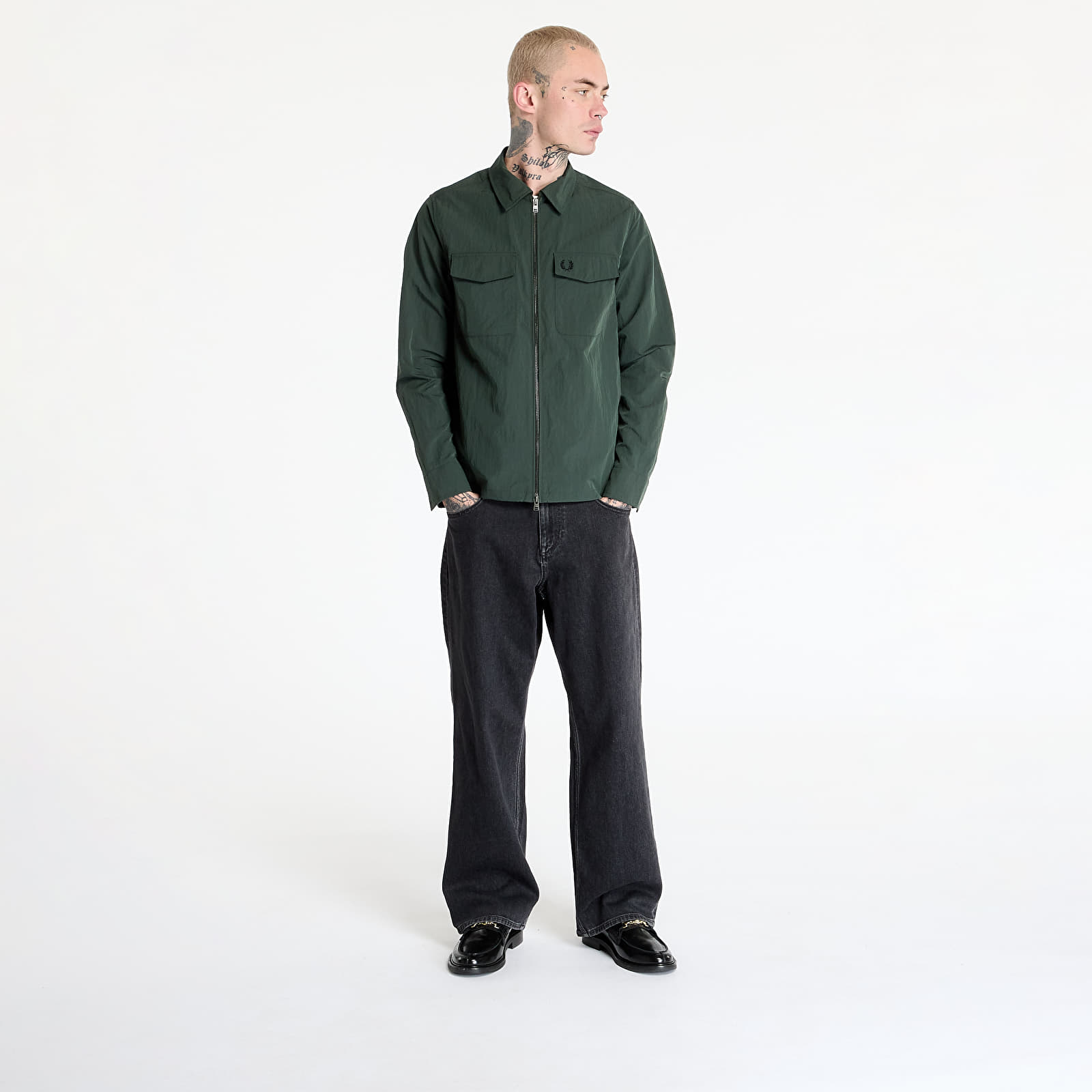 Jacken FRED PERRY Zip Through Overshirt Court Green
