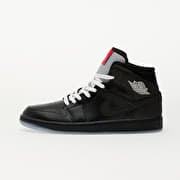 Air Jordan 1 Mid Se Black/ Black-White-Wolf Grey-Fire Red-Mtlc Silver