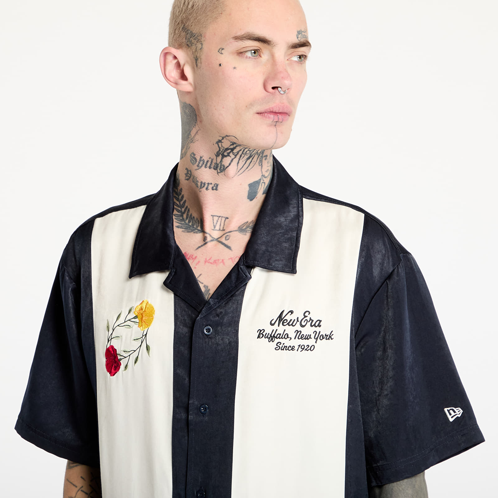 Cămașă bărbătească New Era Stripe Revere Shirt UNISEX Navy