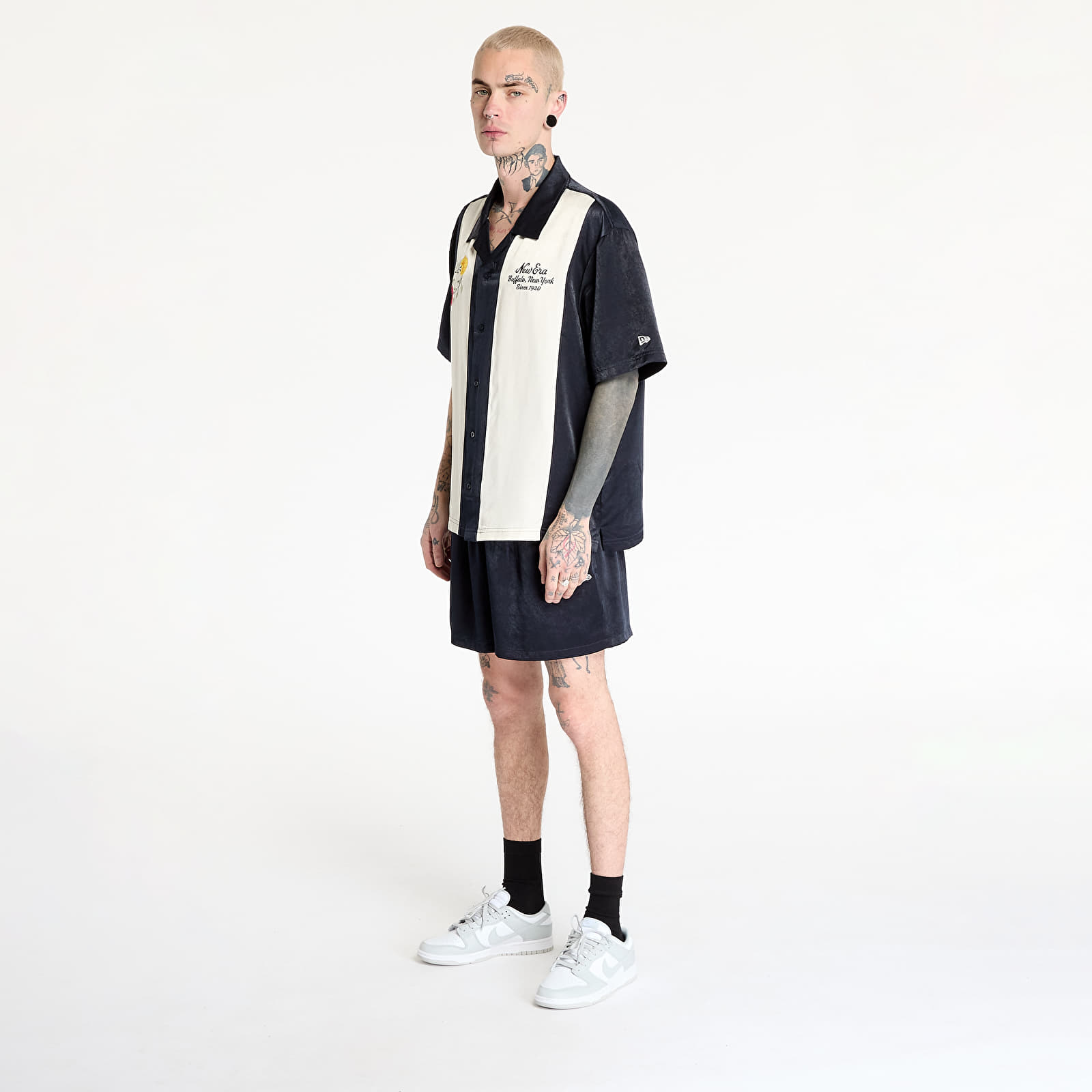 Cămașă bărbătească New Era Stripe Revere Shirt UNISEX Navy