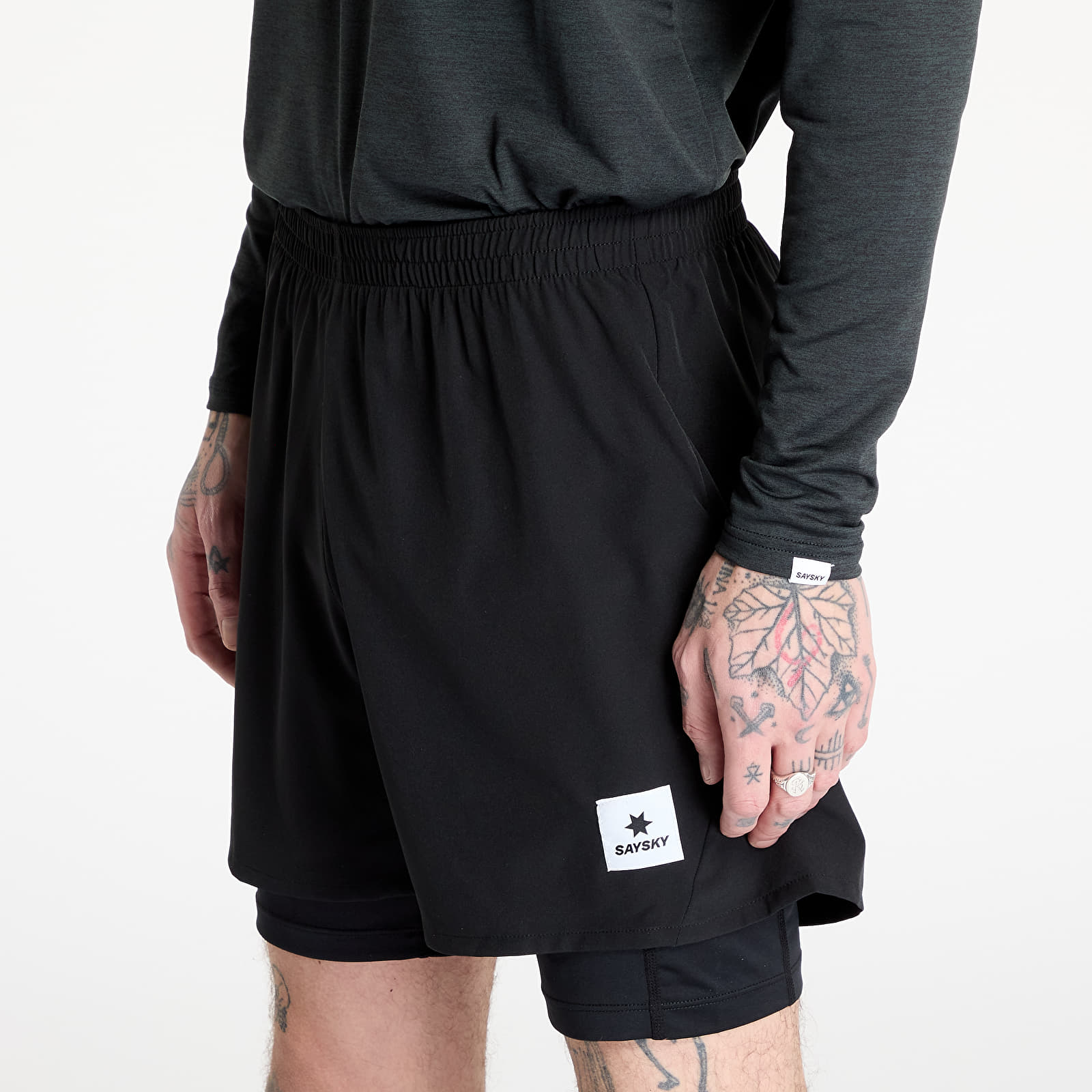 Meeste lühikesed püksid SAYSKY 2 in 1 Pace Shorts 5'' Black