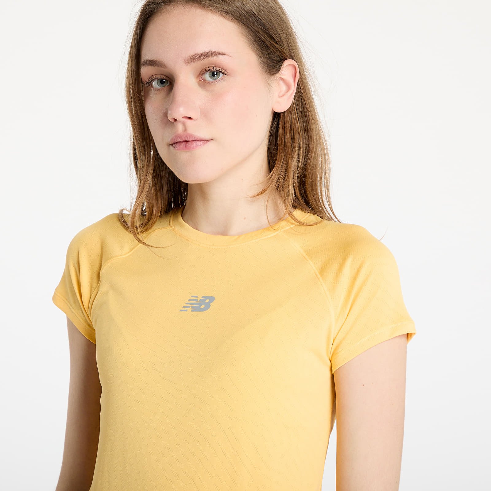 Dames T-shirts New Balance Women's Jacquard Slim T-Shirt Clementine