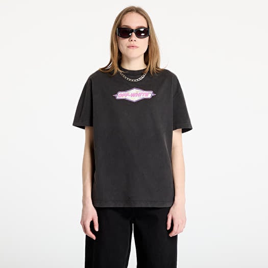 Off-White Roses Logo Regular Tee Washed Black/ Phlo