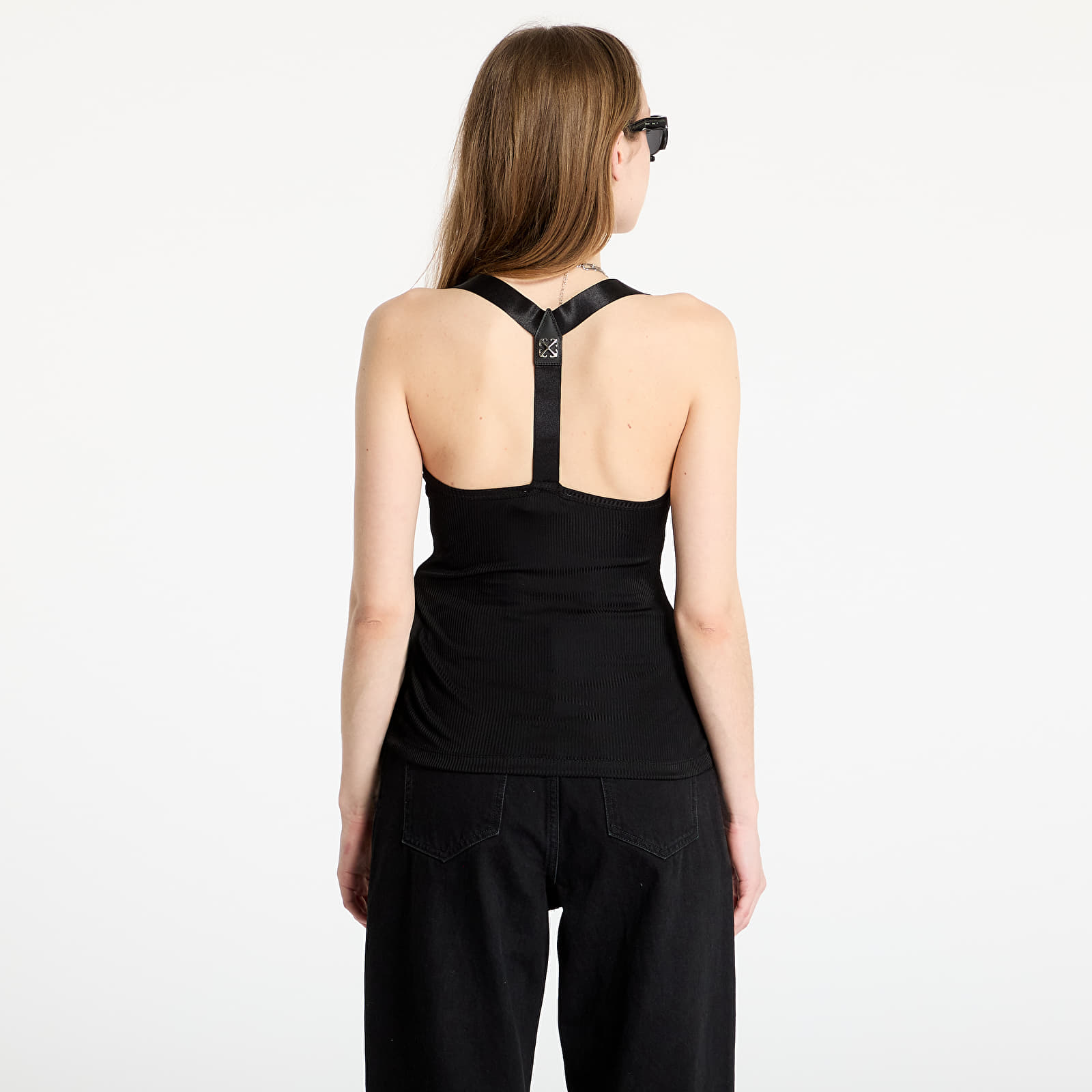 Női topok Off-White Light Rib Alla Top Black/ Black