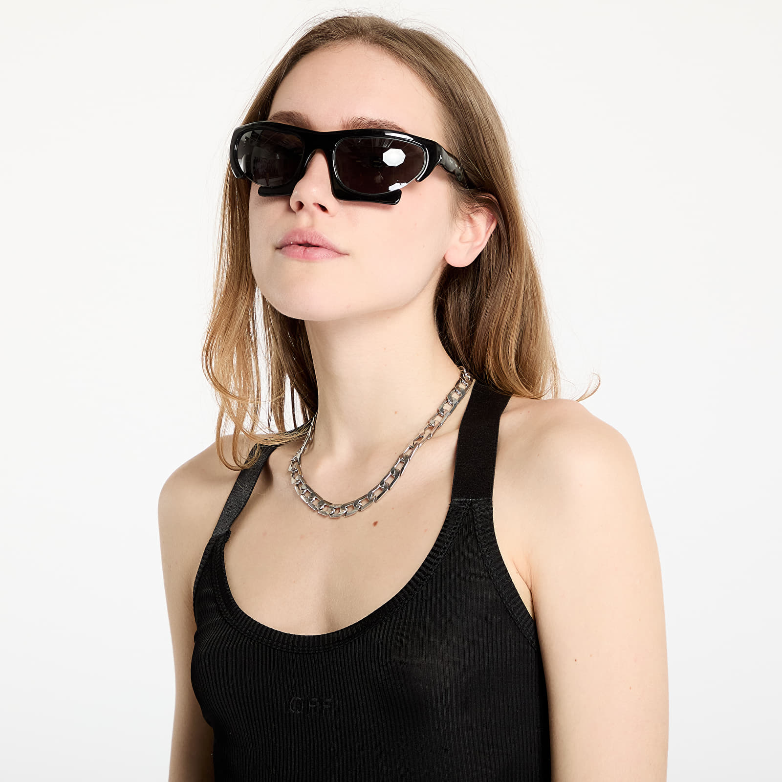 Női topok Off-White Light Rib Alla Top Black/ Black
