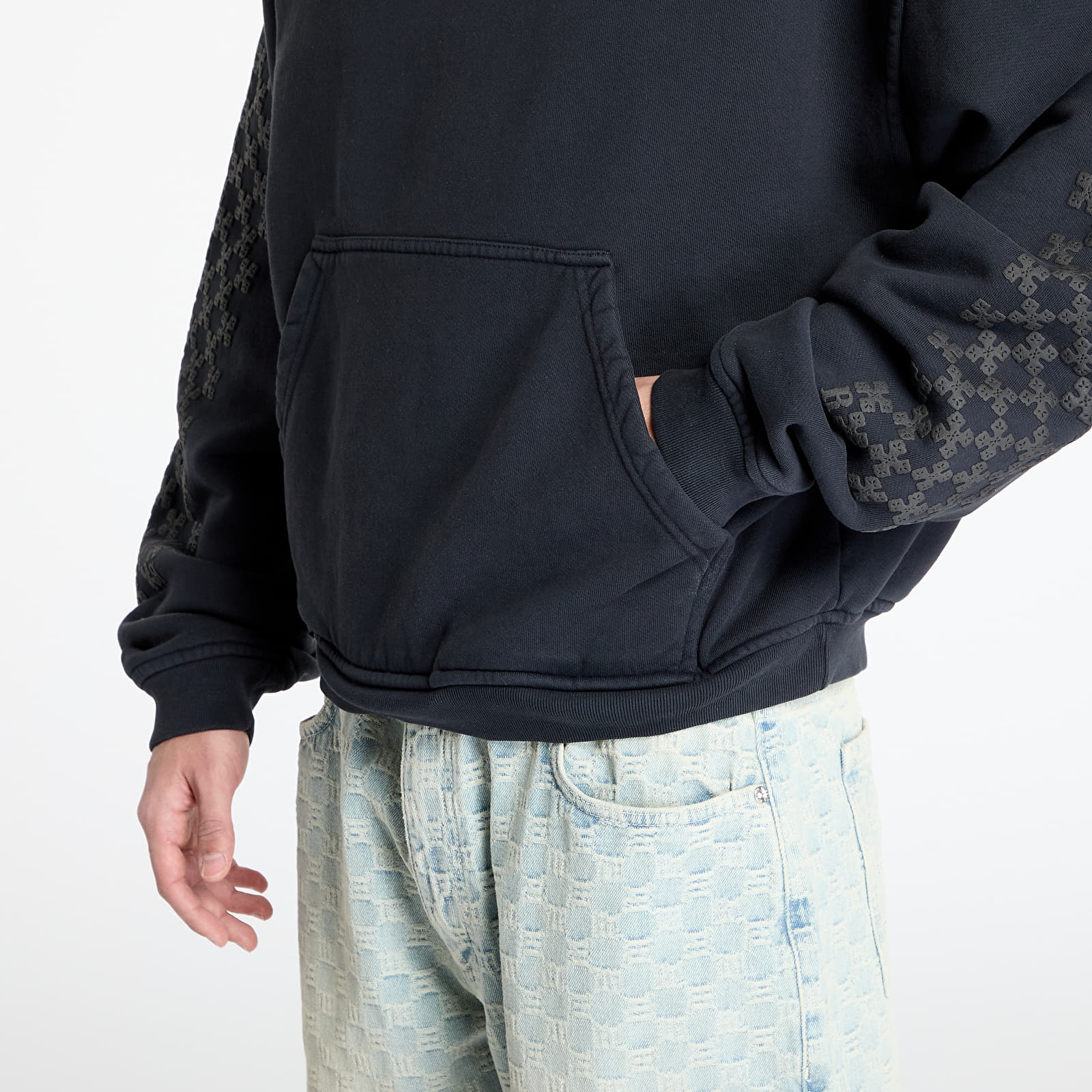 Miesten hupparit Rhude Cross Logo Hoodie Vintage Black/ Black