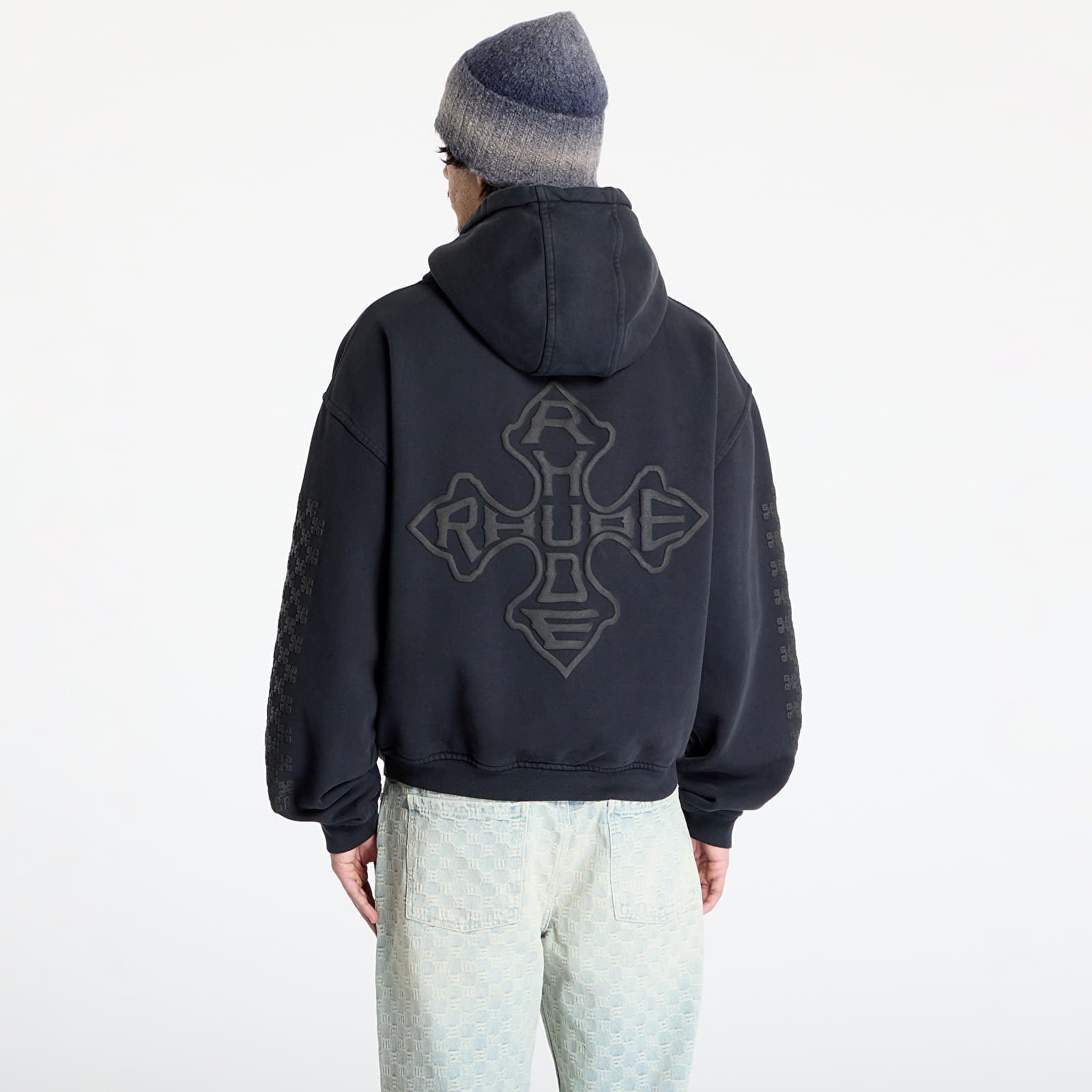 Miesten hupparit Rhude Cross Logo Hoodie Vintage Black/ Black