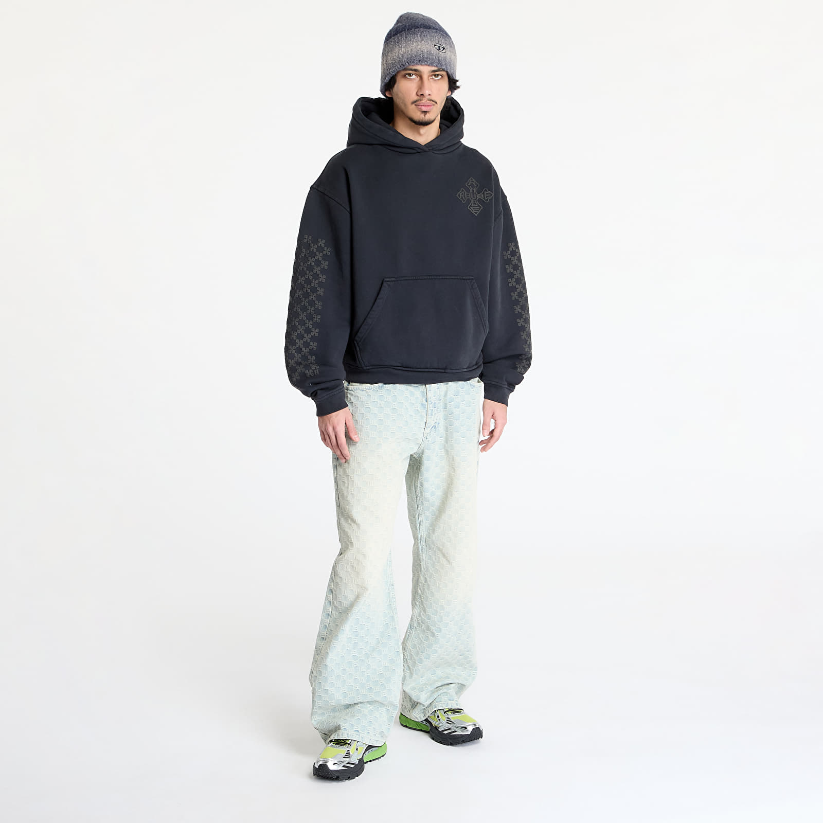 Miesten hupparit Rhude Cross Logo Hoodie Vintage Black/ Black