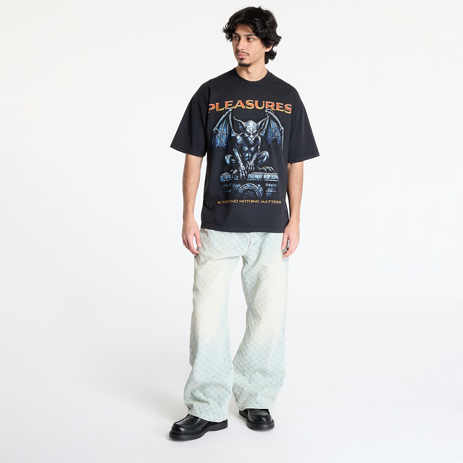 Heren T-shirts PLEASURES Gargoyle T-Shirt Black Edge