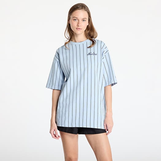 New Era Pinstripe Oversized T-Shirt UNISEX Pastel Blue