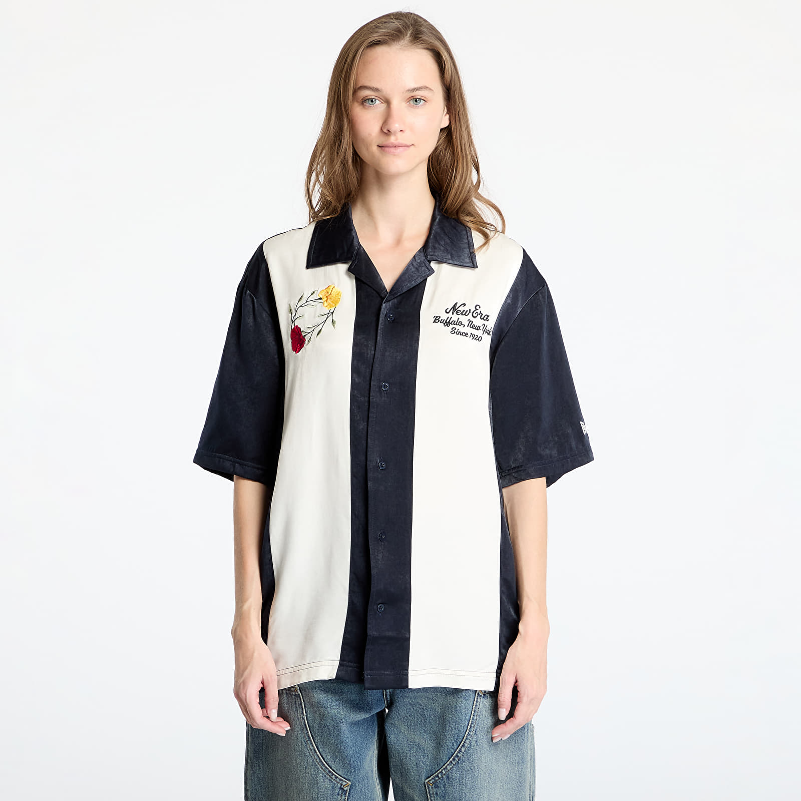 Cămașă bărbătească New Era Stripe Revere Shirt UNISEX Navy