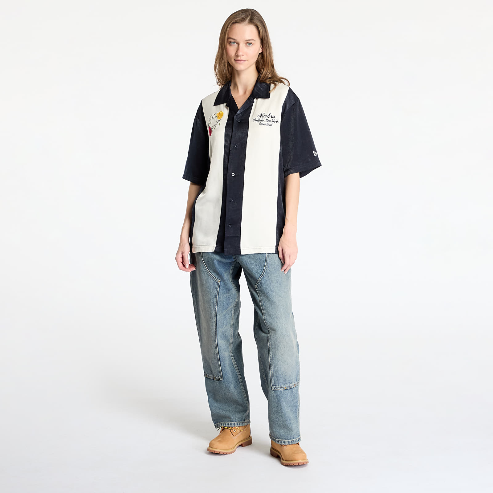 Cămașă bărbătească New Era Stripe Revere Shirt UNISEX Navy