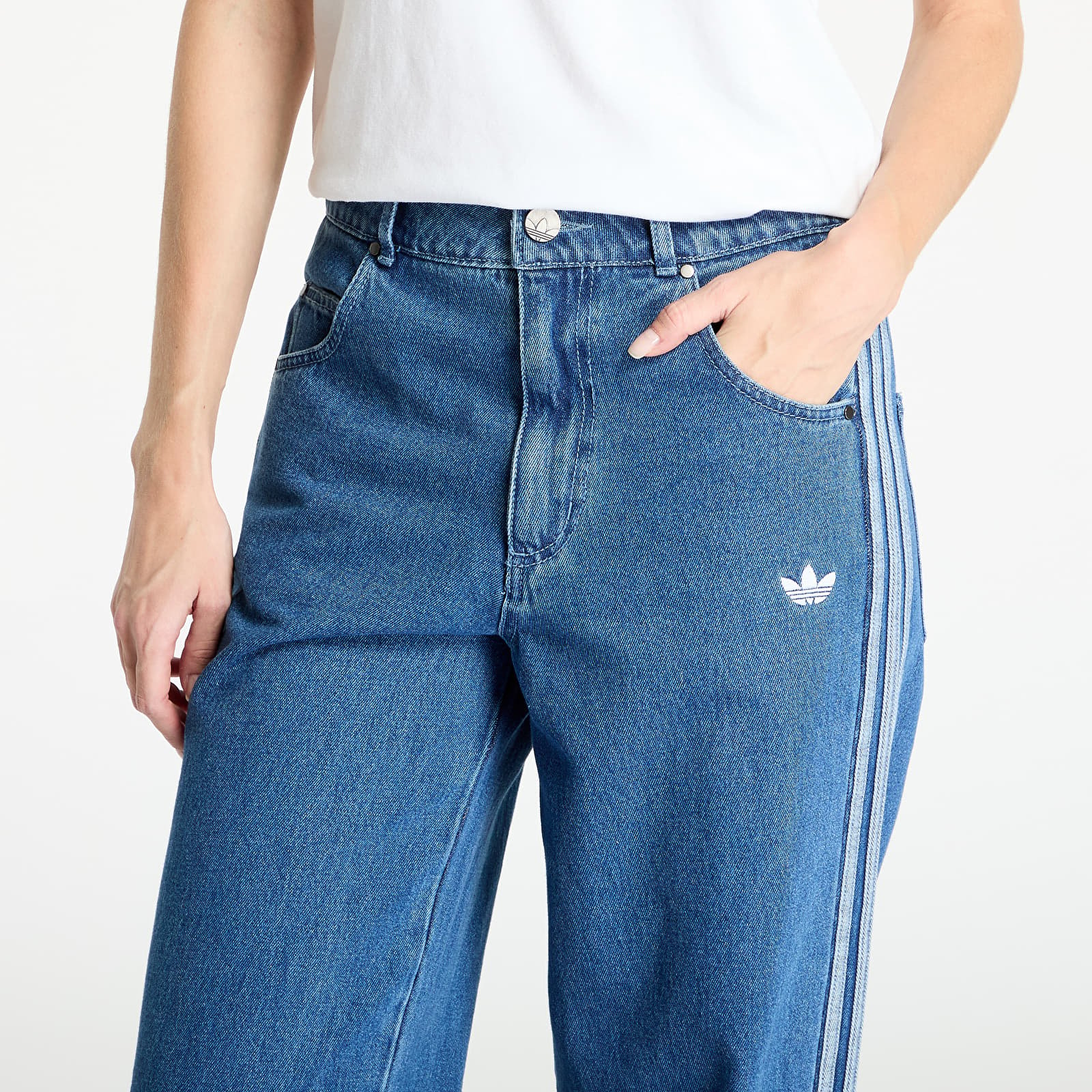 Джинсы adidas Adicolor Denim 3 Stripes Track Pants Indigo Denim