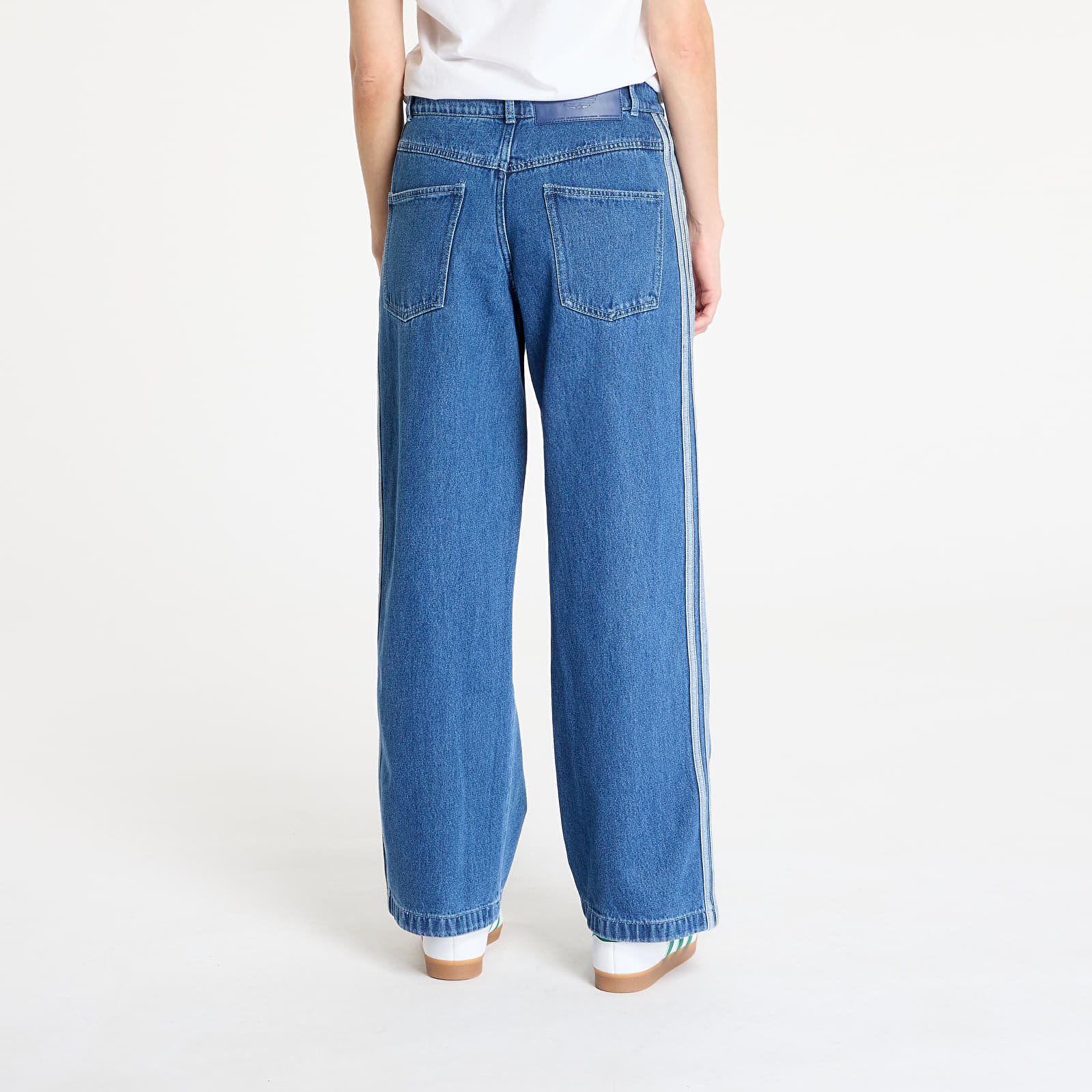 Džíny adidas Adicolor Denim 3 Stripes Track Pants Indigo Denim