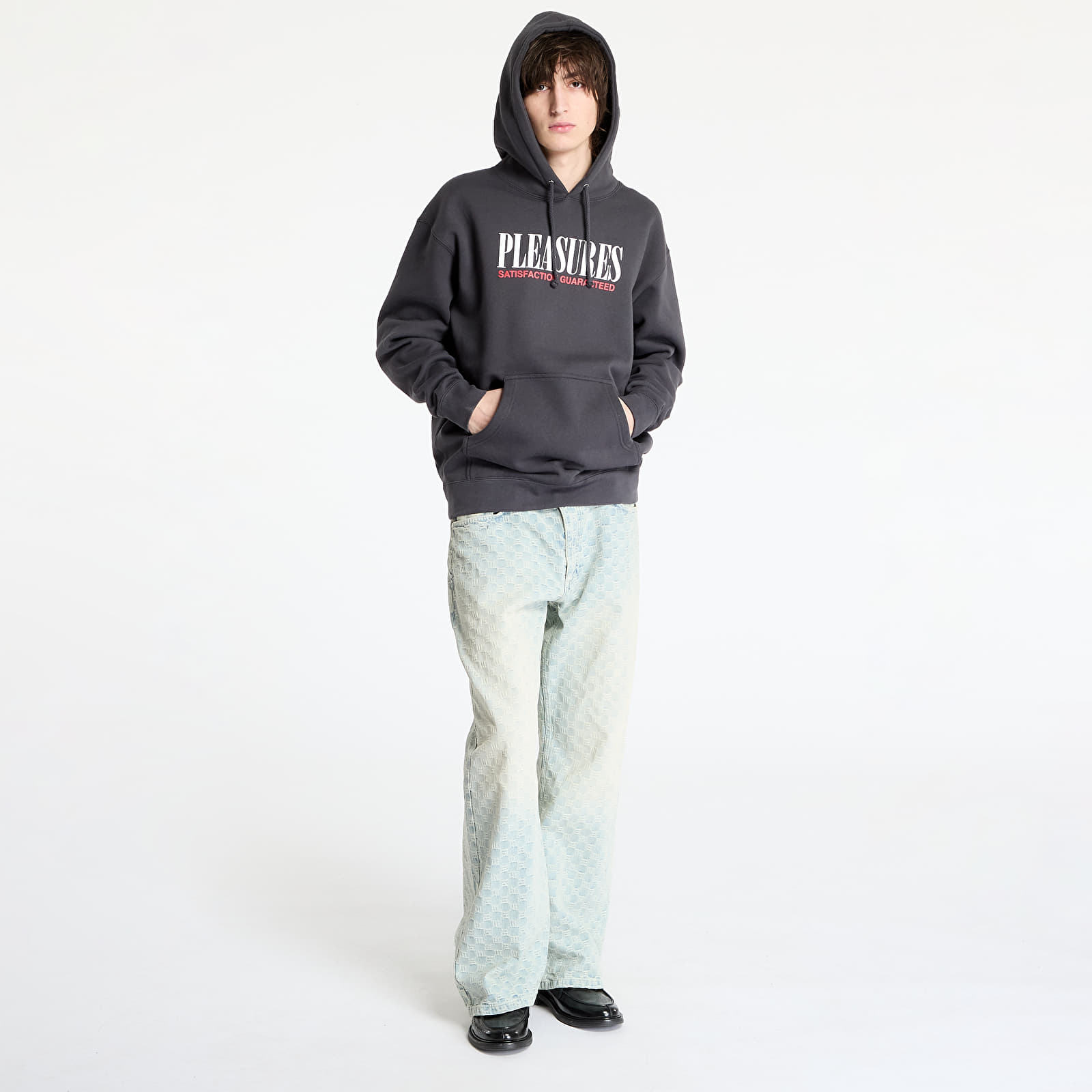 Pánské mikiny PLEASURES Satisfaction Hoodie Asphalt