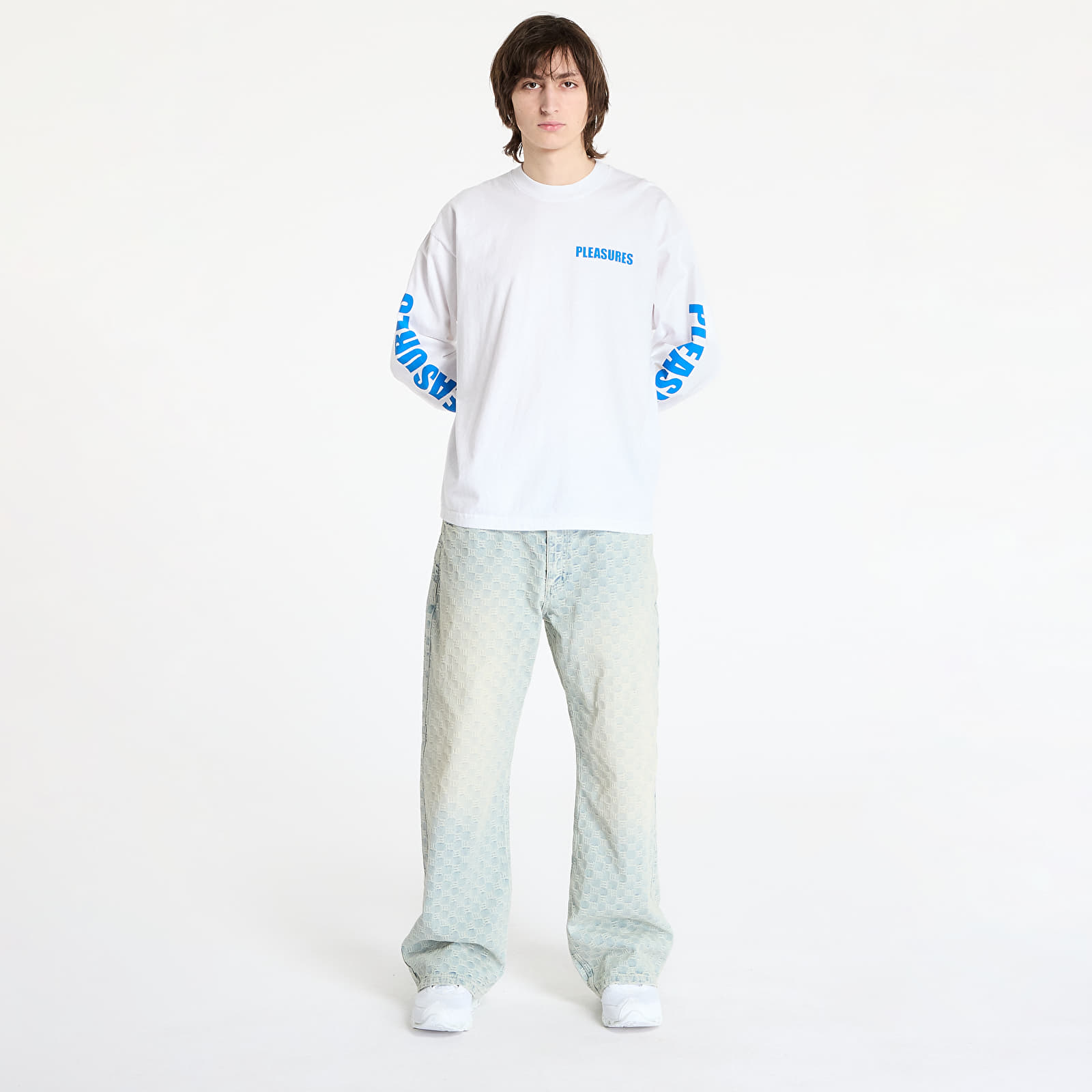 Miesten T-paidat PLEASURES Impact Staff Long Sleeve T-Shirt White