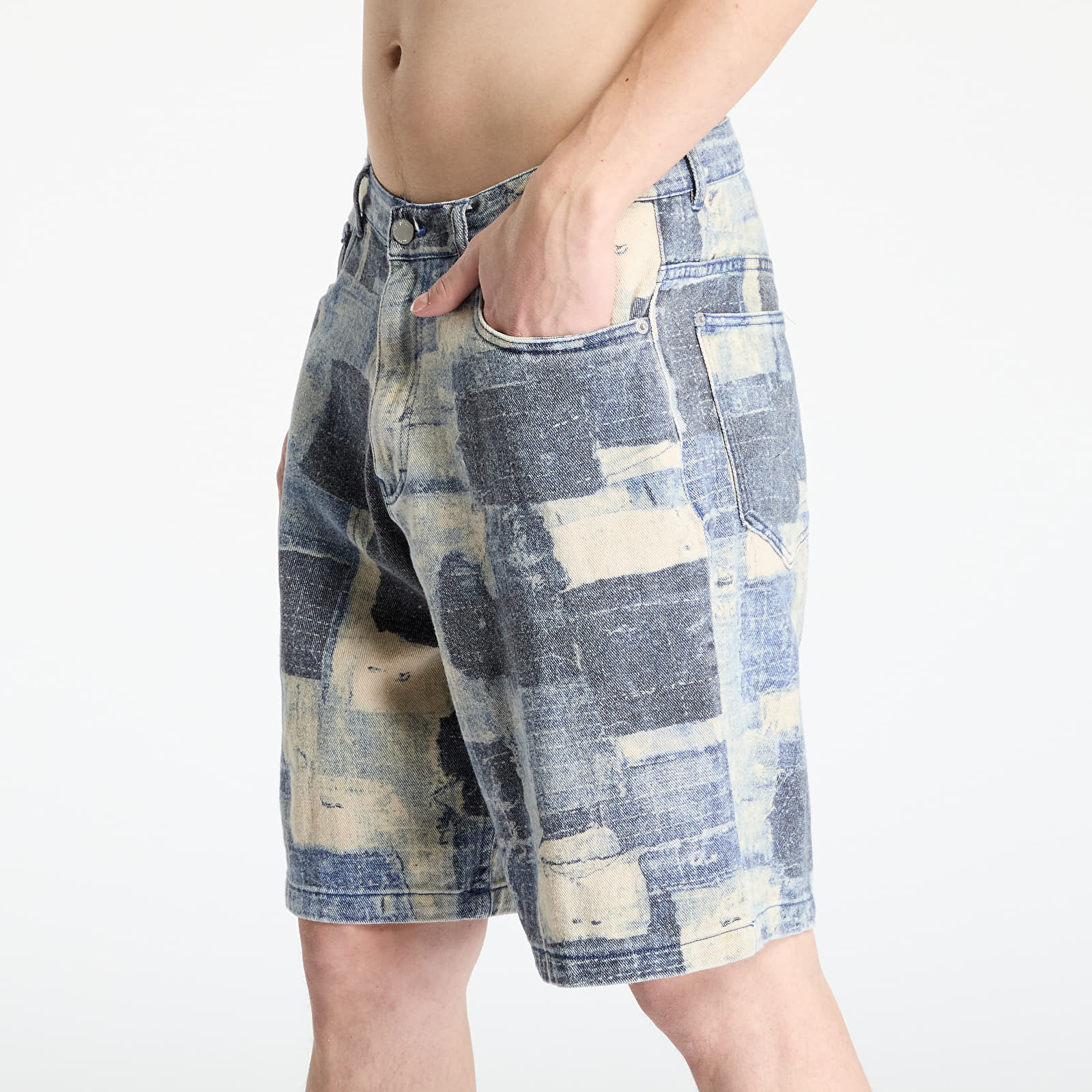 Pánské kraťasy PLEASURES Boro Baggy Jorts Indigo
