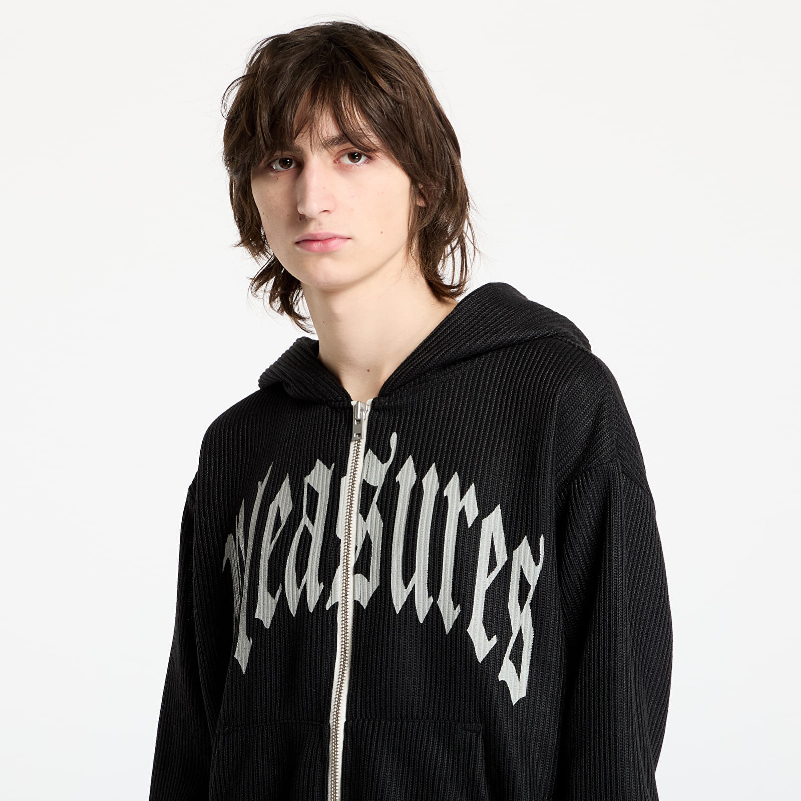 Pánské mikiny PLEASURES Twitch Knitted Zip Hoodie Black