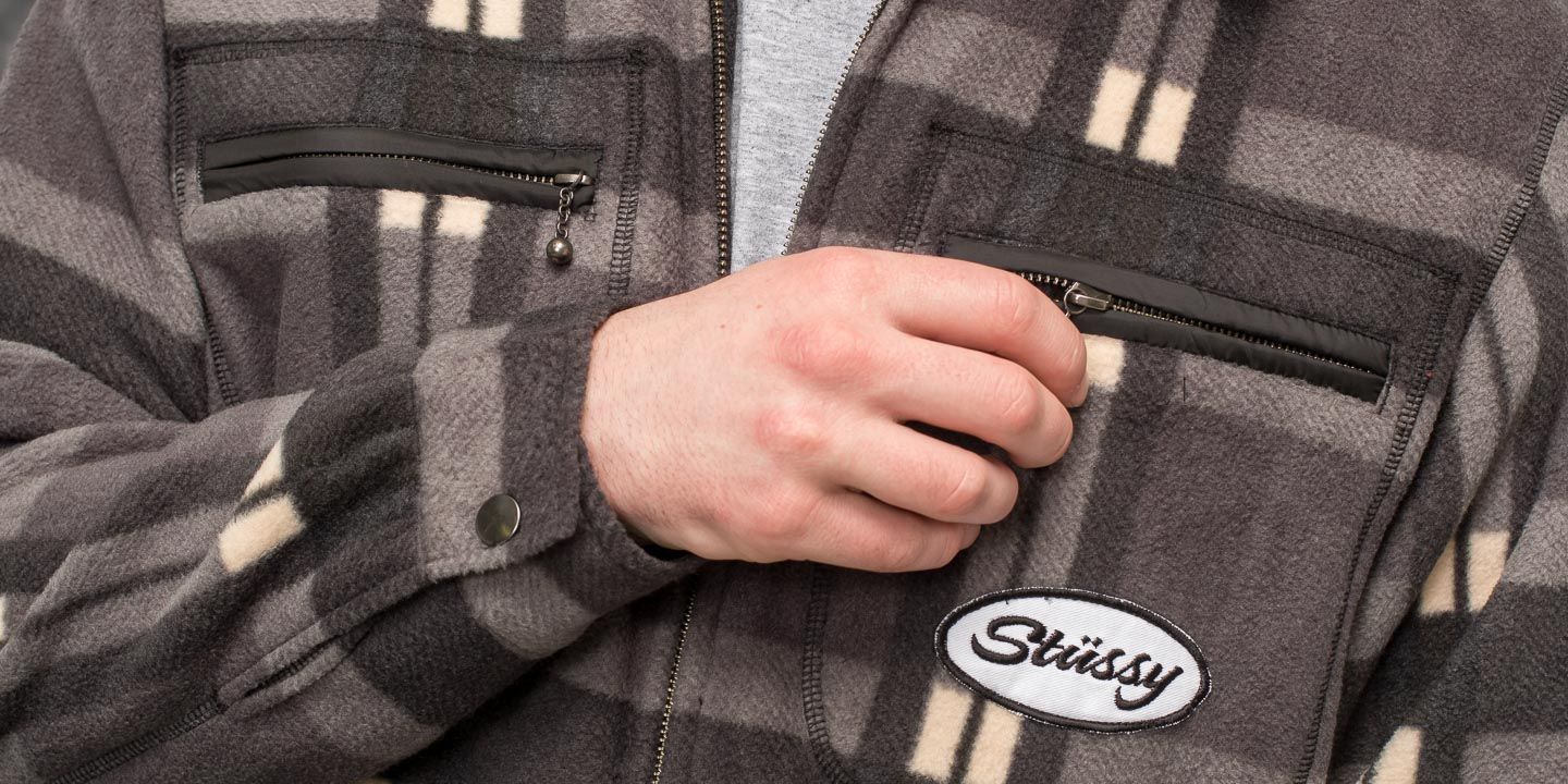 Stussy polar fleece on sale zip up shirt