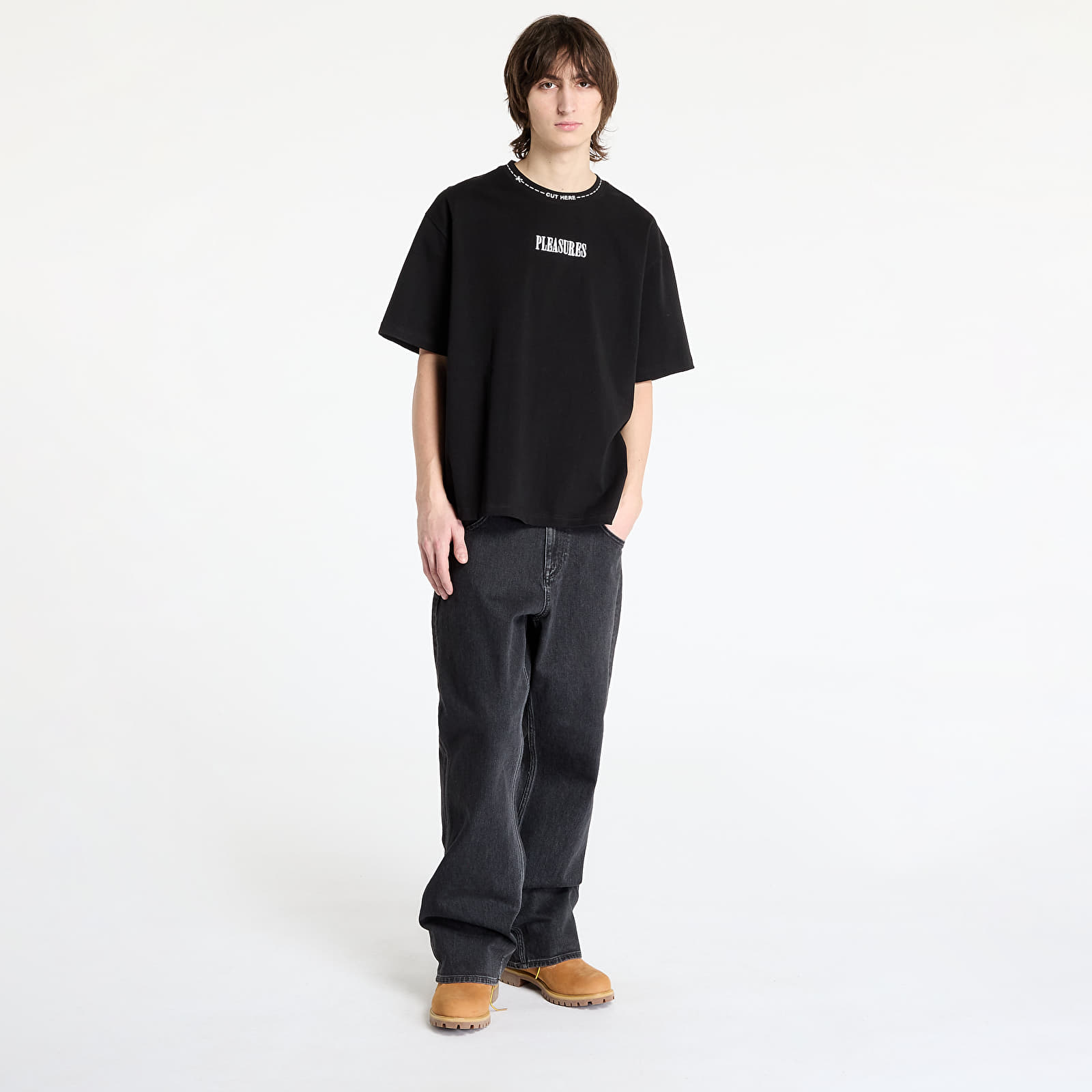 T-shirts PLEASURES Cut Here Heavyweight T-Shirt Black