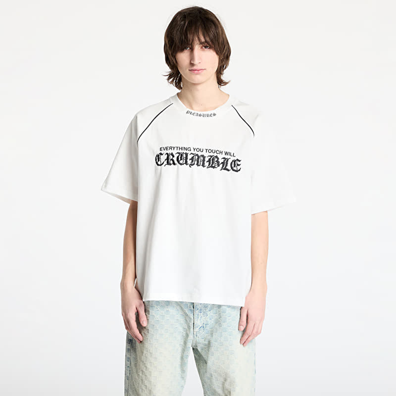 T-skjorte PLEASURES Crumble Heavyweight Raglan White
