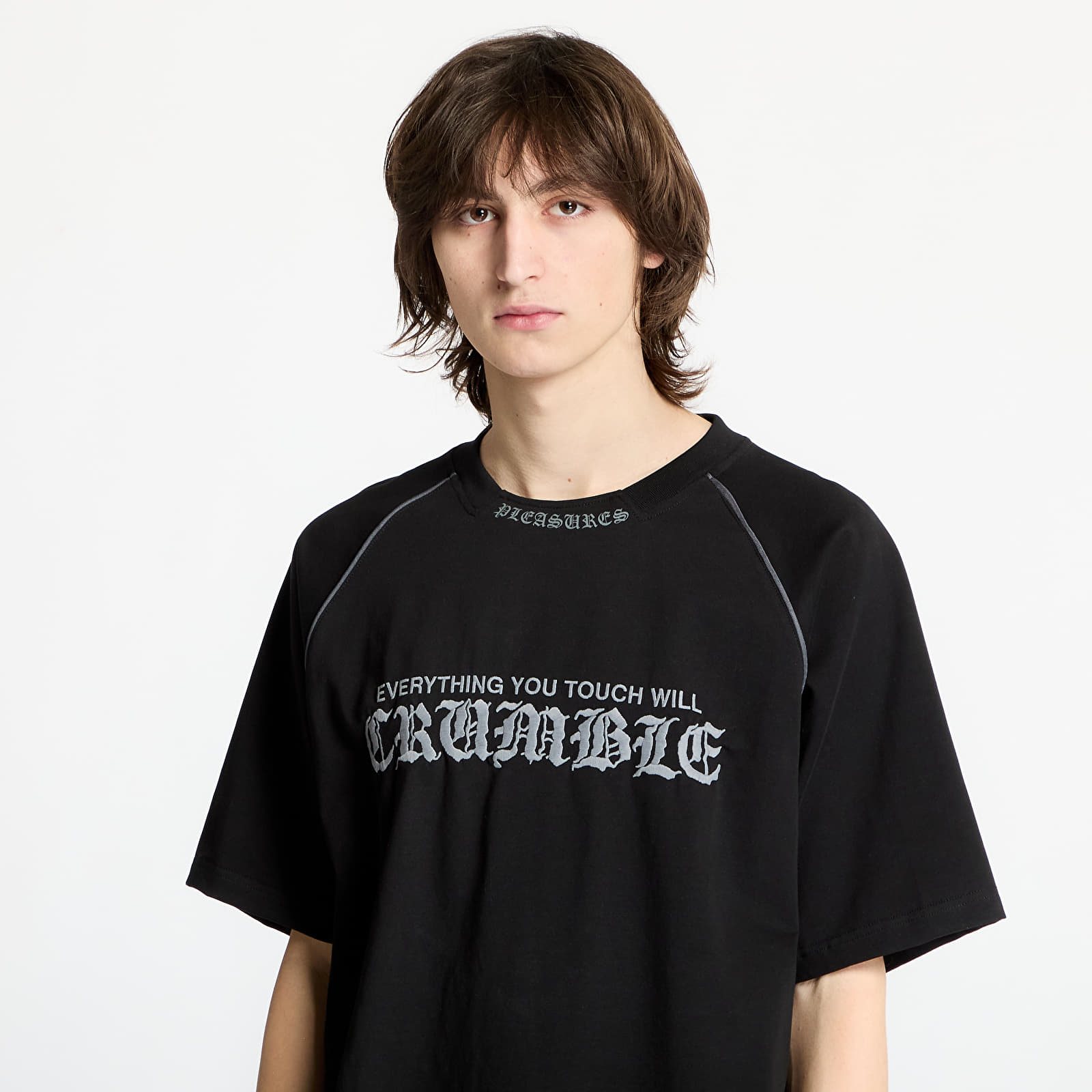 T-shirts PLEASURES Crumble Heavyweight Raglan Black