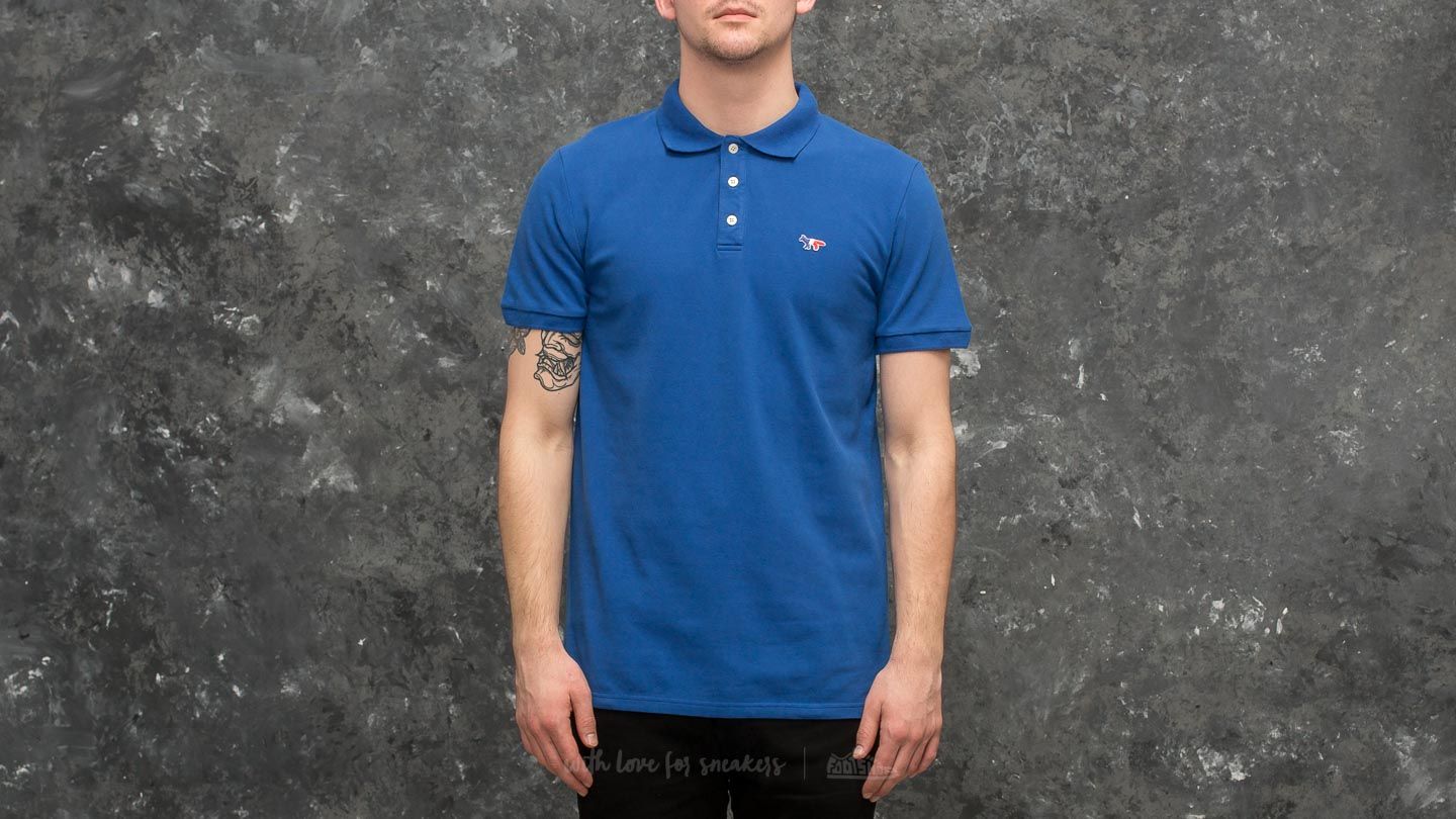 Camisetas MAISON KITSUNÉ Tricolor Fox Patch Polo T-Shirt Royal Blue