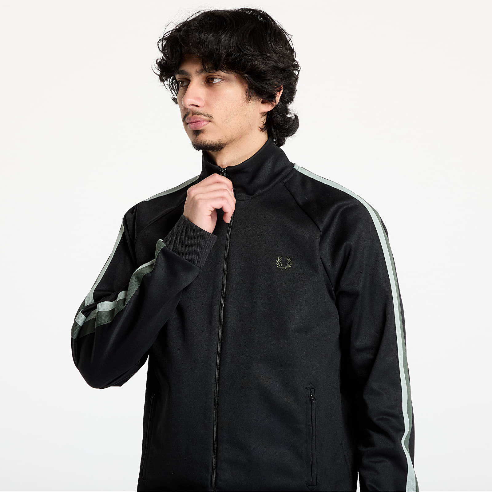Mikiny FRED PERRY Two Colour Tape Track Jacket Black