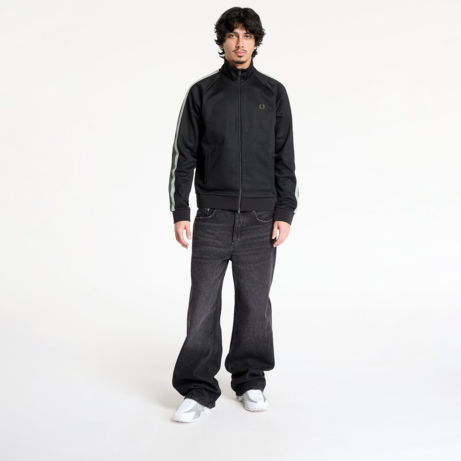 Mikiny FRED PERRY Two Colour Tape Track Jacket Black