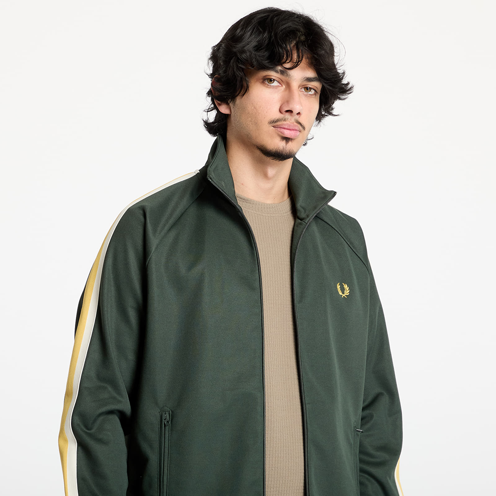 Mikiny FRED PERRY Two Colour Tape Track Jacket Court Green
