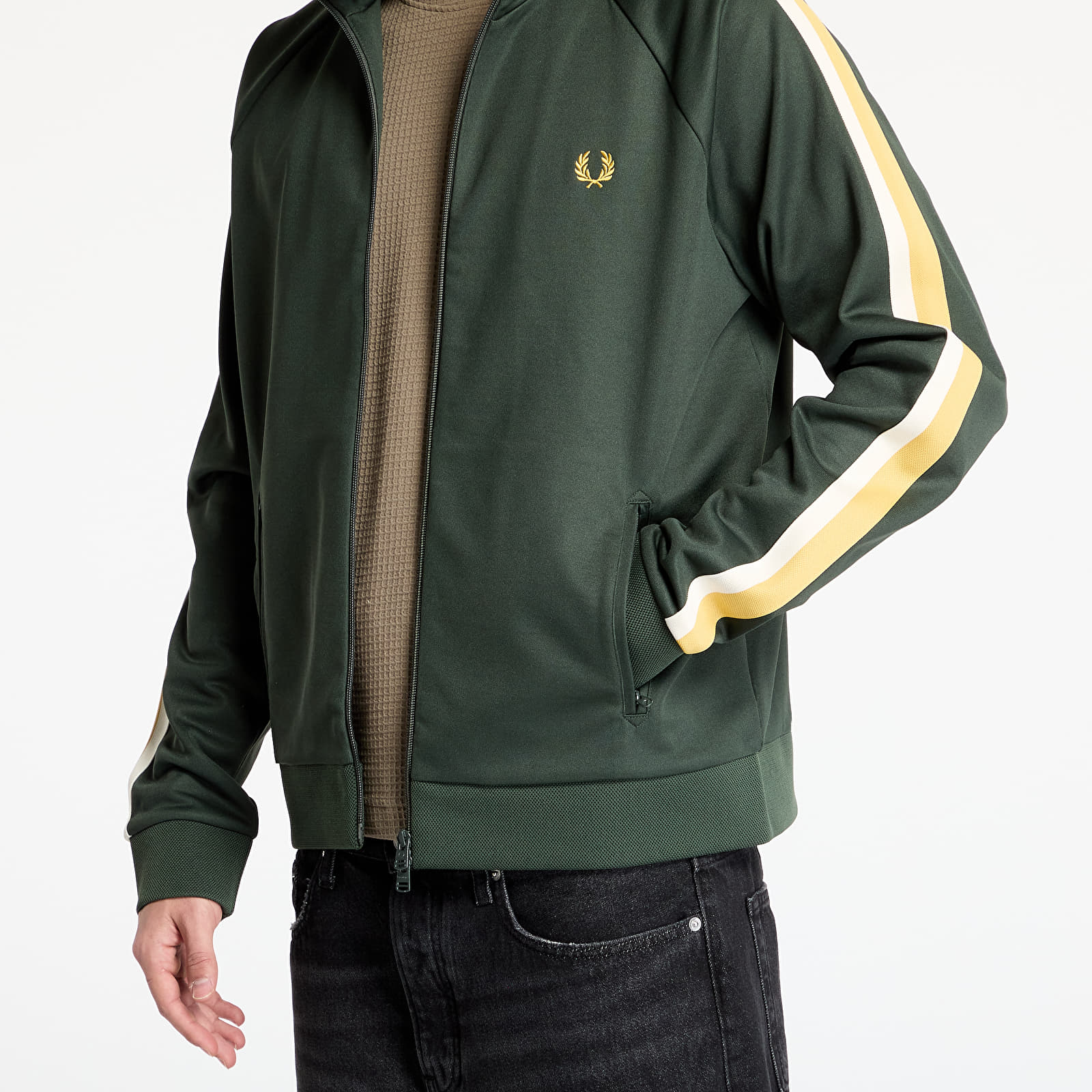 Mikiny FRED PERRY Two Colour Tape Track Jacket Court Green