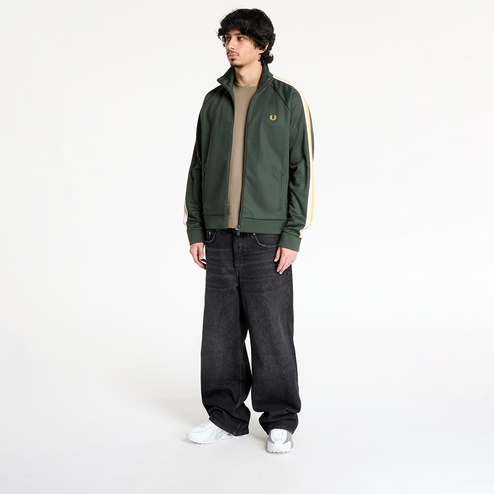 Mikiny FRED PERRY Two Colour Tape Track Jacket Court Green