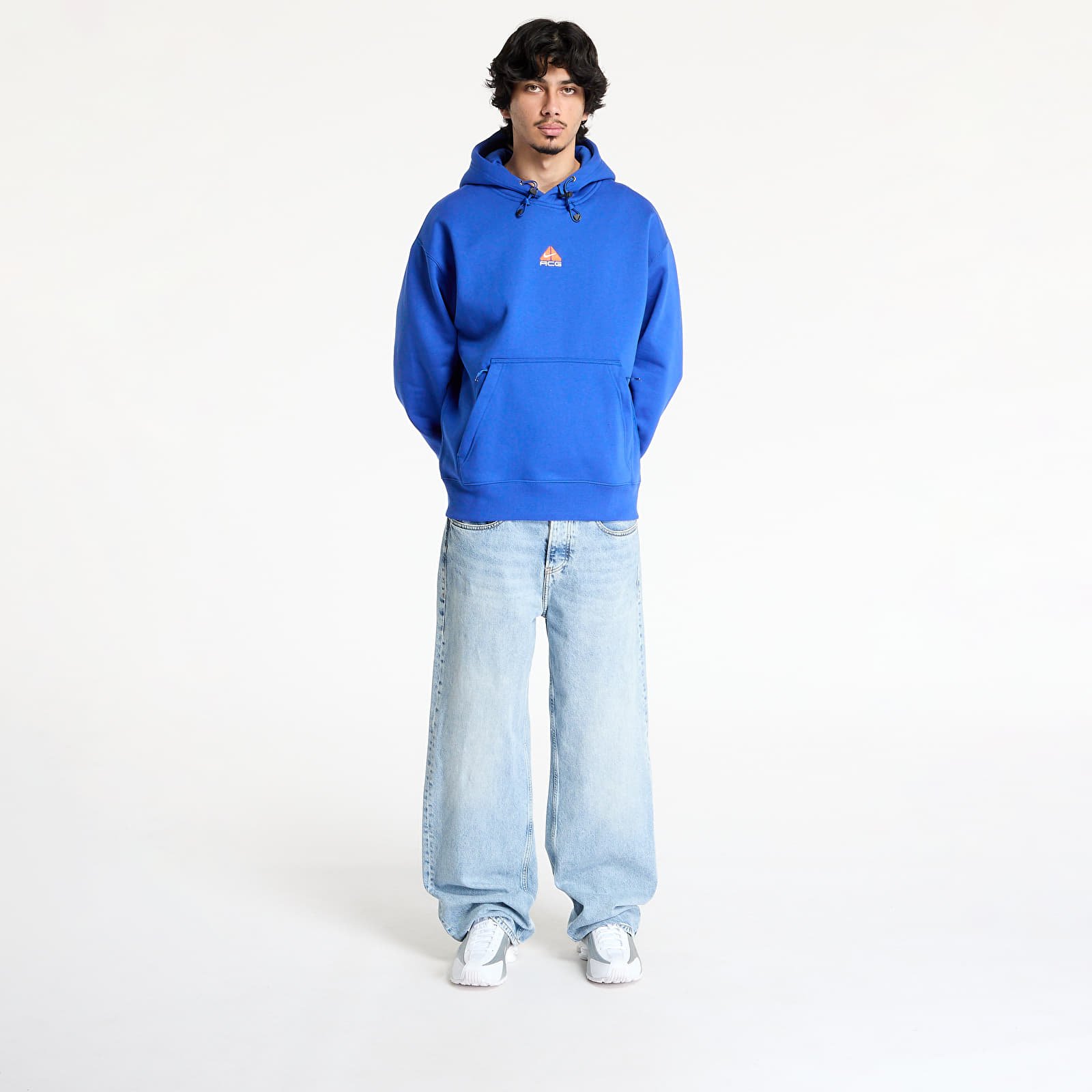 Men's hoodies Nike ACG Therma-FIT Fleece Pullover Hoodie Game Royal/ Safety Orange/ Summit White