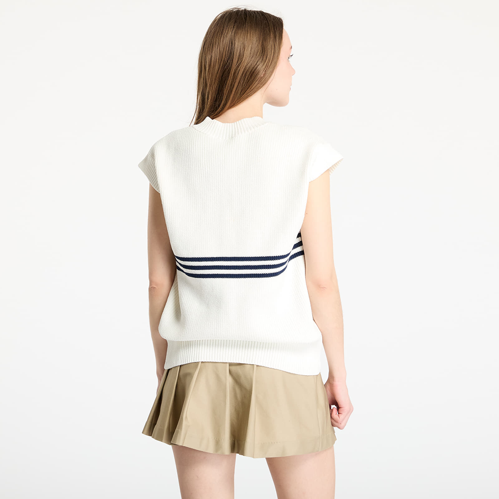 Sieviešu vestes adidas 3 Stripe Knitted Vest White/ Off White