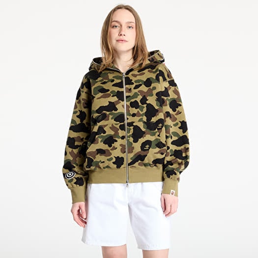 A BATHING APE 1St Camo Jacquard Shark Relaxed Fit Full Zip Hoodie UNISEX Green