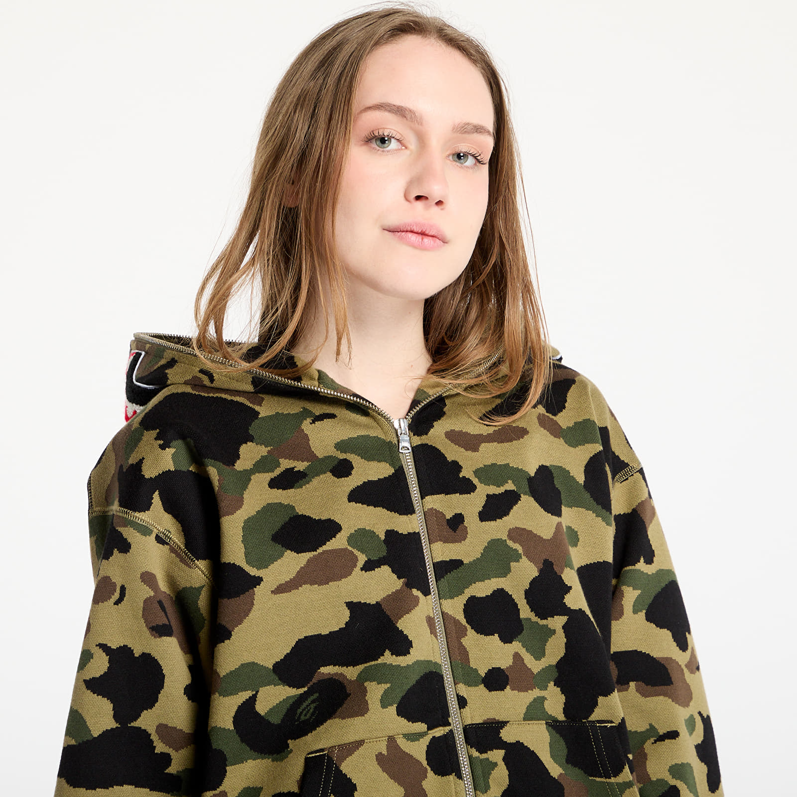 Men's hoodies A BATHING APE 1St Camo Jacquard Shark Relaxed Fit Full Zip Hoodie UNISEX Green