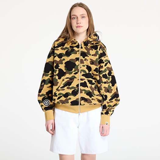 A BATHING APE 1St Camo Jacquard Shark Relaxed Fit Full Zip Hoodie UNISEX Yellow