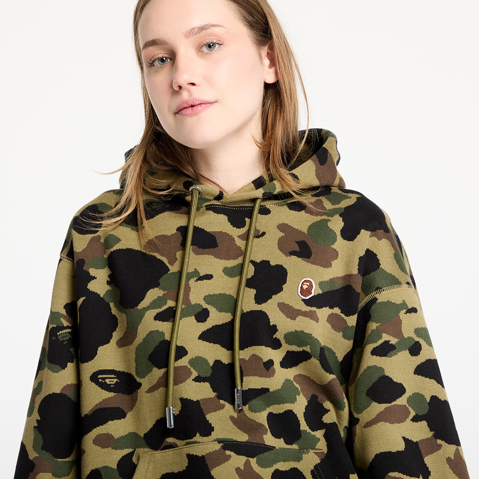 Moški hoodiji  A BATHING APE 1St Camo Jacquard One Point Relaxed Fit Pullover Hoodie UNISEX Green