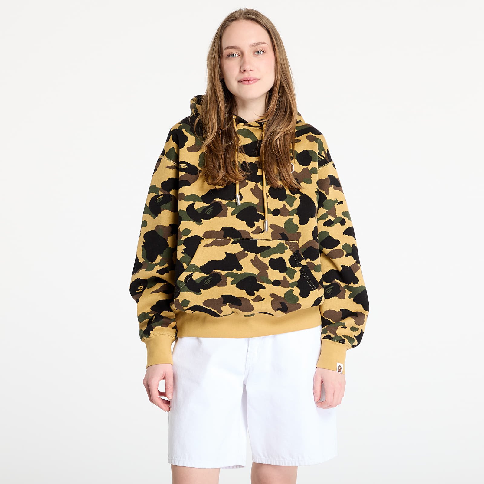 Pánske mikiny A BATHING APE 1St Camo Jacquard One Point Relaxed Fit Pullover Hoodie UNISEX Yellow