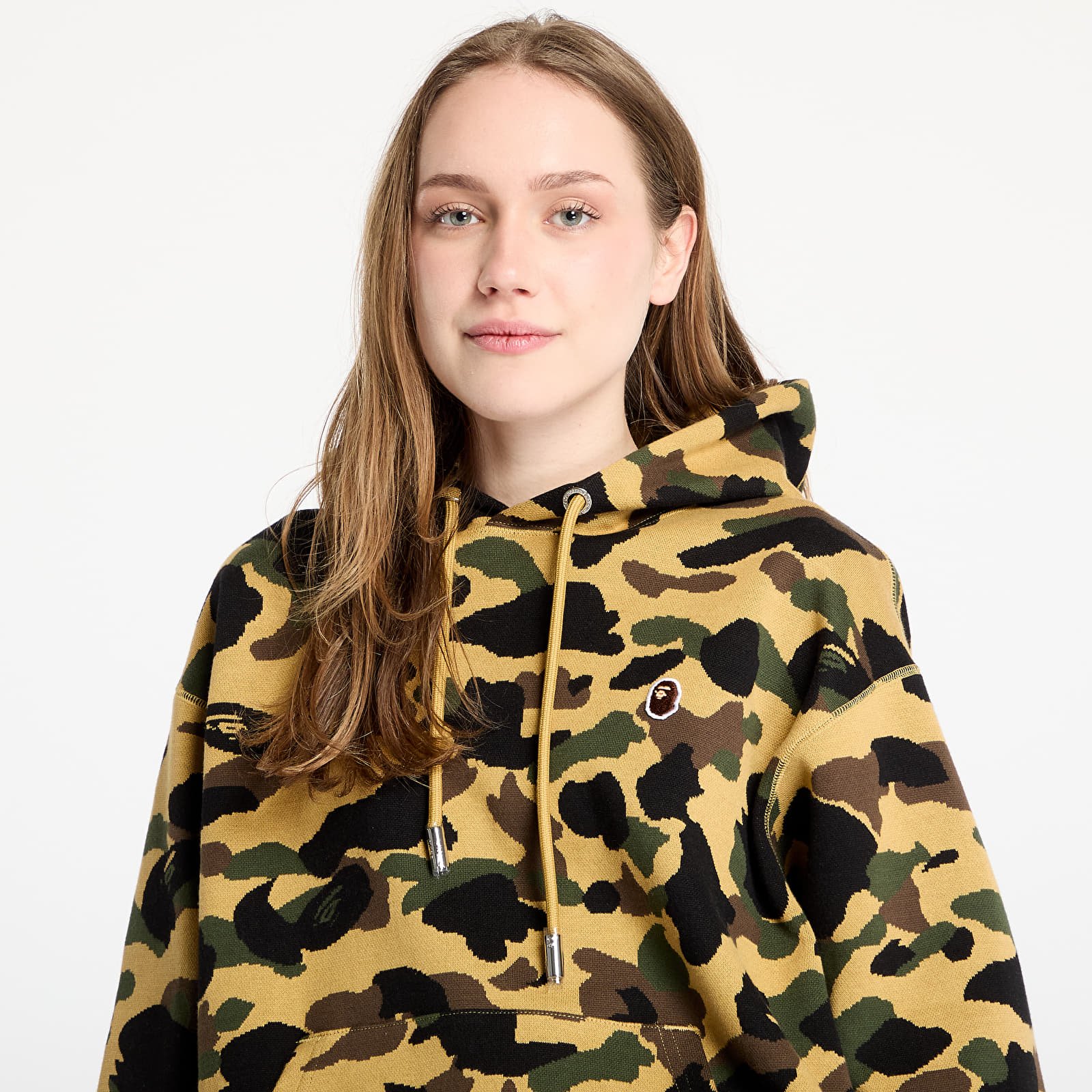 Pánske mikiny A BATHING APE 1St Camo Jacquard One Point Relaxed Fit Pullover Hoodie UNISEX Yellow
