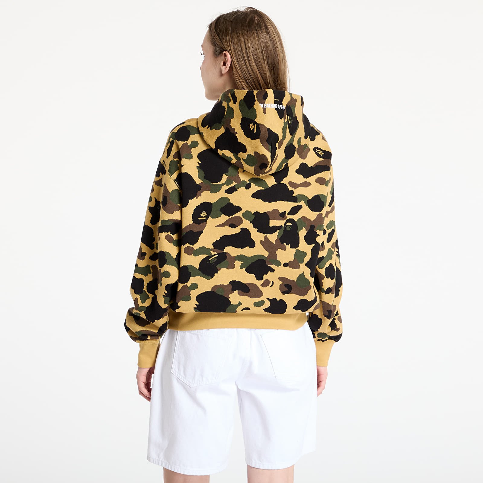 Moški hoodiji  A BATHING APE 1St Camo Jacquard One Point Relaxed Fit Pullover Hoodie UNISEX Yellow