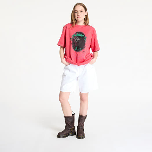 A BATHING APE Garment Dye Rhinestone Ape Head Relaxed Fit Tee
